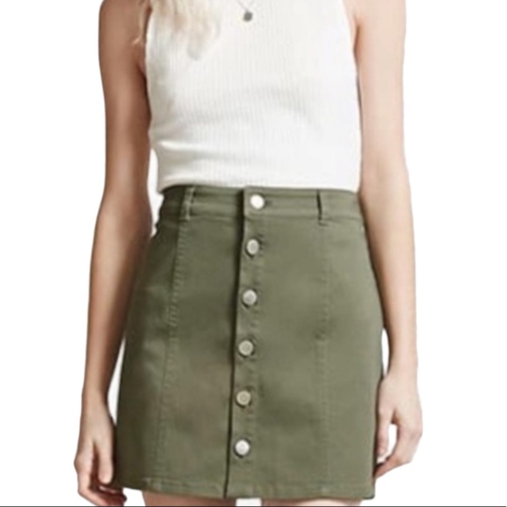Mossimo button front skirt olive green 16